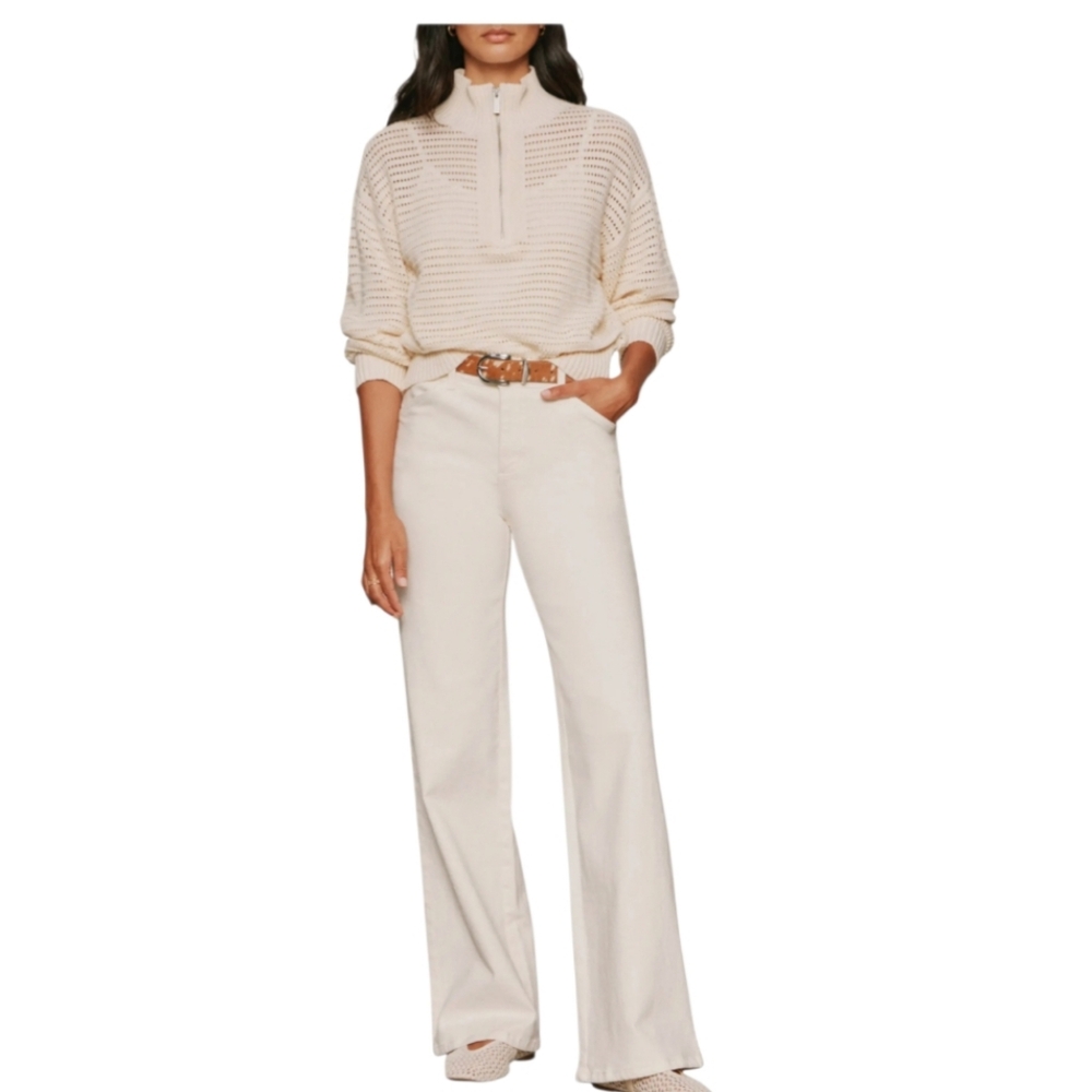 VARLEY Billie Eyelet Minimalist Capsule V-Neck Zip Sweater - Picture 3 of 10